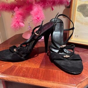 Gucci Black Stiletto Heels with Strappy Design